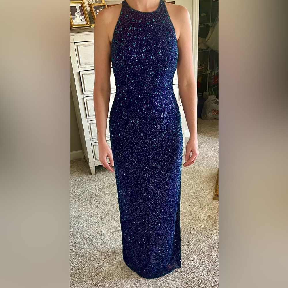 Scala Navy Sequin Maxi Dress